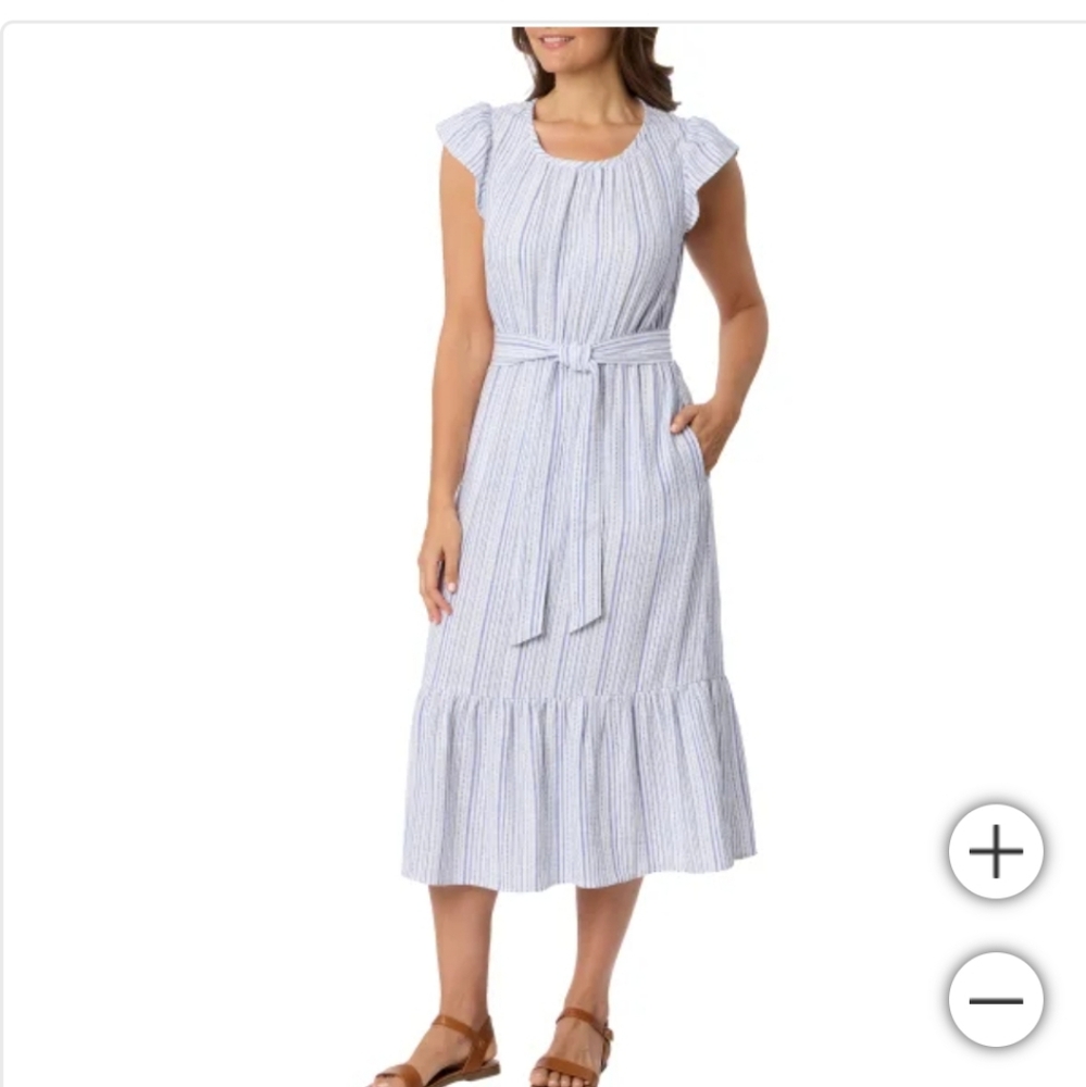 (6)Briggs Women's Linen Blend Tiered Dress